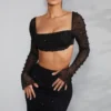 Czarny top z ozdobnym dekoltem typu cowl La Desirade Czarny top z ozdobnym dekoltem typu cowl La Desirade