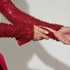 Czerwona sukienka Mini Aletta z ozdobnym falbanowym dołem Czerwona sukienka Mini Aletta z ozdobnym falbanowym dołem