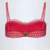 Czerwony top bikini bandeau z falbanami Portbou w kratkę Czerwony top bikini bandeau z falbanami Portbou w kratkę