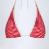 Czerwony top bikini Morella z wiązaniem na szyi w kratkę Czerwony top bikini Morella z wiązaniem na szyi w kratkę