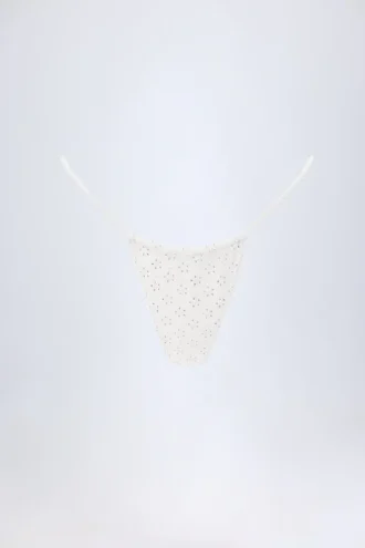 Doły od bikini Bosa z angielską koronką i sznurkiem w kolorze białym Doły od bikini Bosa z angielską koronką i sznurkiem w kolorze białym