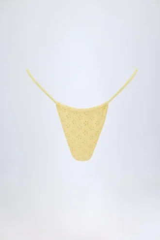 Doły od bikini Bosa z angielską koronką i sznurkiem w kolorze cytrynowożółtym Doły od bikini Bosa z angielską koronką i sznurkiem w kolorze cytrynowożółtym