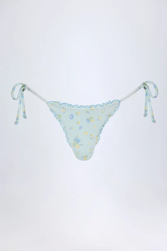 Doły od bikini Nieva z wiązaniem z boku w niebieski kwiatowy wzór Doły od bikini Nieva z wiązaniem z boku w niebieski kwiatowy wzór