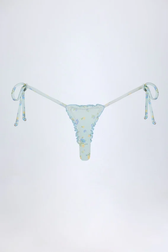 Doły od bikini Nieva z wiązaniem z boku w niebieski kwiatowy wzór Doły od bikini Nieva z wiązaniem z boku w niebieski kwiatowy wzór