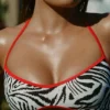 Dwustronny top bikini Zuma z wiązaniem na szyi w zebrowym wzorze