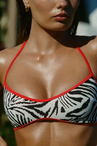 Dwustronny top bikini Zuma z wiązaniem na szyi w zebrowym wzorze Dwustronny top bikini Zuma z wiązaniem na szyi w zebrowym wzorze
