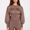 Szorty Antonia Knit Mid-Rise Mini w kolorze mokka Szorty Antonia Knit Mid-Rise Mini w kolorze mokka
