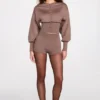 Szorty Antonia Knit Mid-Rise Mini w kolorze mokka Szorty Antonia Knit Mid-Rise Mini w kolorze mokka