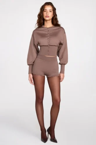 Szorty Antonia Knit Mid-Rise Mini w kolorze mokka Szorty Antonia Knit Mid-Rise Mini w kolorze mokka