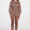 Szorty Antonia Knit Mid-Rise Mini w kolorze mokka Szorty Antonia Knit Mid-Rise Mini w kolorze mokka