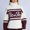 Dzianinowy sweter oversize z golfem w kolorze bordowym Dzianinowy sweter oversize z golfem w kolorze bordowym