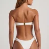 Fioletowe doły od bikini typu cheeky z szerokimi ramiączkami i koralikami Maui
