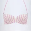 Górka bikini Ascona z fiszbinami, wiązana na szyi, w stylu balkonetka, w fioletowo-różowe paski