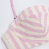 Górka bikini Ascona z fiszbinami, wiązana na szyi, w stylu balkonetka, w fioletowo-różowe paski