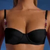 Górka bikini Malindi z fiszbinami i zdobieniami z koralików w kolorze czarnym Górka bikini Malindi z fiszbinami i zdobieniami z koralików w kolorze czarnym