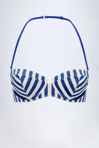 Góry od bikini Ascona z fiszbinami i wiązaniem na szyi w paski w kolorze granatowym Góry od bikini Ascona z fiszbinami i wiązaniem na szyi w paski w kolorze granatowym