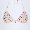 Góry od bikini w trójkątnym fasonie z uroczymi detalami, wzór wiśniowy