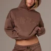 Hoodie oversize z haftem w kolorze kakaowym Hoodie oversize z haftem w kolorze kakaowym
