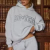 Hoodie oversize z haftem w kolorze szarym melanżowym Hoodie oversize z haftem w kolorze szarym melanżowym
