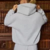 Hoodie oversize z haftem w kolorze szarym melanżowym Hoodie oversize z haftem w kolorze szarym melanżowym
