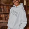 Hoodie oversize z haftem w kolorze szarym melanżowym Hoodie oversize z haftem w kolorze szarym melanżowym