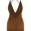 Intimates Intimates Elastyczna siateczkowa sukienka mini w kolorze kasztanowym