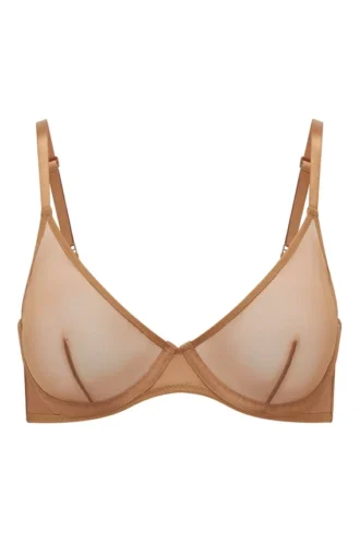 Intimates Jednowarstwowy biustonosz z fiszbinami z miękkiej siateczki w kolorze migdałowym Intimates Jednowarstwowy biustonosz z fiszbinami z miękkiej siateczki w kolorze migdałowym