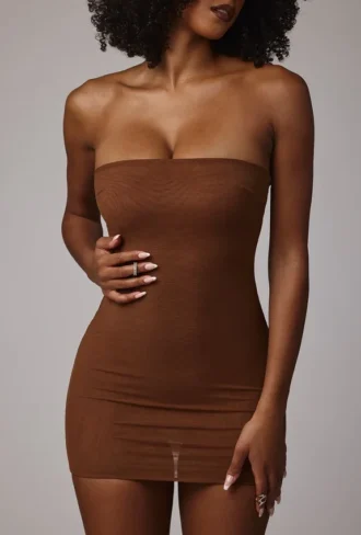 Intimates Soft Sheer-Mesh Bandeau Mini Slip Sukienka w kolorze Mocha Intimates Soft Sheer-Mesh Bandeau Mini Slip Sukienka w kolorze Mocha