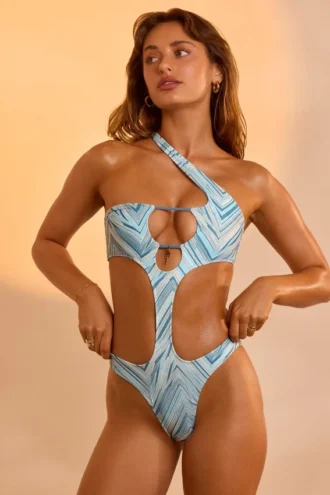 Jednoczęściowy strój kąpielowy Signature Swim II w niebieski wzór Jednoczęściowy strój kąpielowy Signature Swim II w niebieski wzór