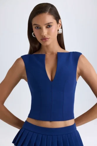 Kadie Krótki top z otwartym przodem w kolorze True Navy