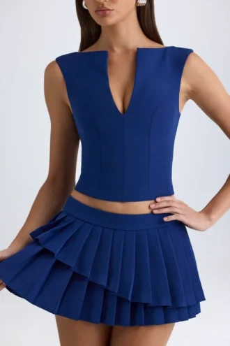 Kadie Krótki top z otwartym przodem w kolorze True Navy