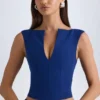 Kadie Krótki top z otwartym przodem w kolorze True Navy