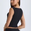 Kadie V-Neck Structured Crop Top w kolorze czarnym Kadie V-Neck Structured Crop Top w kolorze czarnym