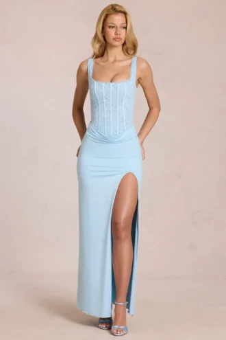 Koronkowa sukienka Maxi Zalia w kolorze pudrowego błękitu Koronkowa sukienka Maxi Zalia w kolorze pudrowego błękitu