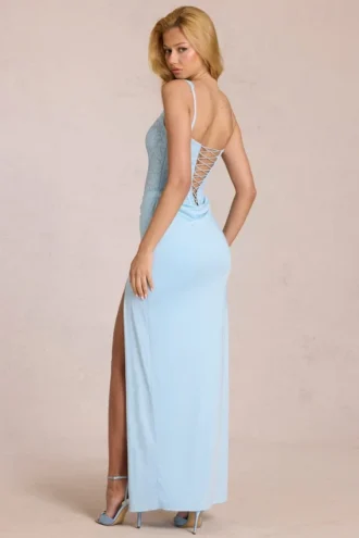 Koronkowa sukienka Maxi Zalia w kolorze pudrowego błękitu Koronkowa sukienka Maxi Zalia w kolorze pudrowego błękitu