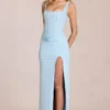 Koronkowa sukienka Maxi Zalia w kolorze pudrowego błękitu