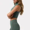 Szorty Soft Active z wysokim stanem w kolorze khaki Szorty Soft Active z wysokim stanem w kolorze khaki