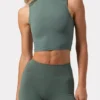 Koszulka bez rękawów z golfem Soft Active w kolorze khaki