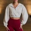 Krótka bluza z zamkiem 1/4 w kolorze szarym melanżowym Krótka bluza z zamkiem 1/4 w kolorze szarym melanżowym