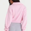 Krótka bluza z zamkiem z dzianiny prążkowanej w kolorze jasnoróżowym Krótka bluza z zamkiem z dzianiny prążkowanej w kolorze jasnoróżowym