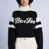Krótki sweter z dzianiny z logo w kolorze czarnym Krótki sweter z dzianiny z logo w kolorze czarnym