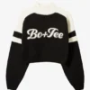 Krótki sweter z dzianiny z logo w kolorze czarnym Krótki sweter z dzianiny z logo w kolorze czarnym