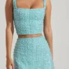 Krótki top Lirael z ozdobnym kwadratowym dekoltem w kolorze aqua blue Krótki top Lirael z ozdobnym kwadratowym dekoltem w kolorze aqua blue