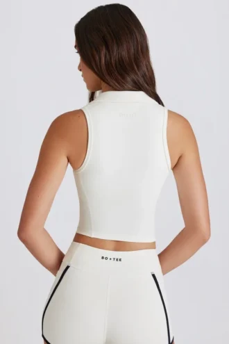 Krótki top polo Soft Active w kolorze kości słoniowej Krótki top polo Soft Active w kolorze kości słoniowej