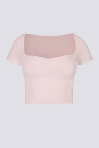 Krótki top Soft Active z dekoltem w kształcie serca w kolorze baletowego różu Krótki top Soft Active z dekoltem w kształcie serca w kolorze baletowego różu
