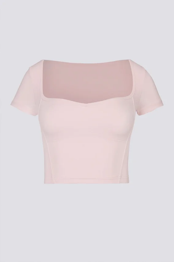 Krótki top Soft Active z dekoltem w kształcie serca w kolorze baletowego różu Krótki top Soft Active z dekoltem w kształcie serca w kolorze baletowego różu