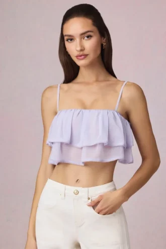 Krótki top z falbanami Lacie w kolorze liliowym Krótki top z falbanami Lacie w kolorze liliowym
