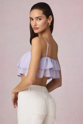 Krótki top z falbanami Lacie w kolorze liliowym Krótki top z falbanami Lacie w kolorze liliowym