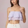 Krótki top z falbanami Lacie w kolorze liliowym Krótki top z falbanami Lacie w kolorze liliowym