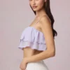 Krótki top z falbanami Lacie w kolorze liliowym Krótki top z falbanami Lacie w kolorze liliowym